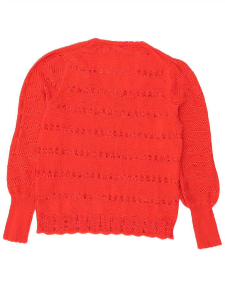 Suéter feminino Marks & Spencer com decote em V Reino Unido 14 poliéster vermelho médio