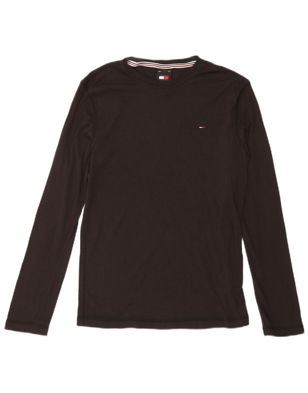 Top masculino TOMMY HILFIGER manga comprida médio algodão preto