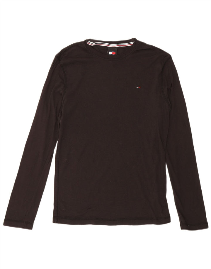 Top masculino TOMMY HILFIGER manga comprida médio algodão preto