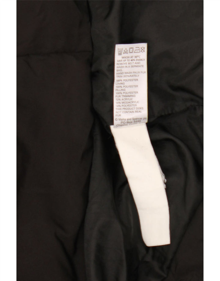 Casaco acolchoado com capuz feminino Marks & Spencer UK 18 XL poliéster preto