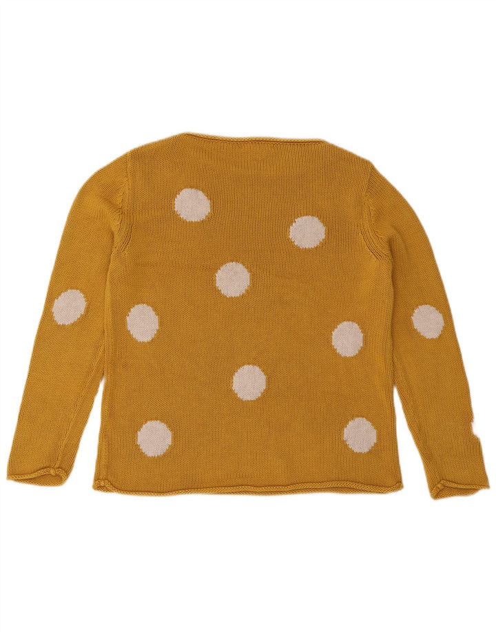 WHITE STUFF Suéter feminino com gola canoa Reino Unido 12 médio amarelo geométrico