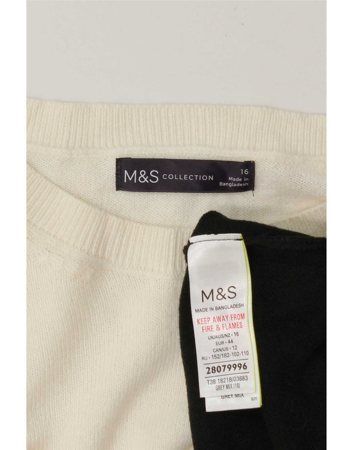 Suéter feminino Marks & Spencer com gola canoa Reino Unido 16 grande cinza