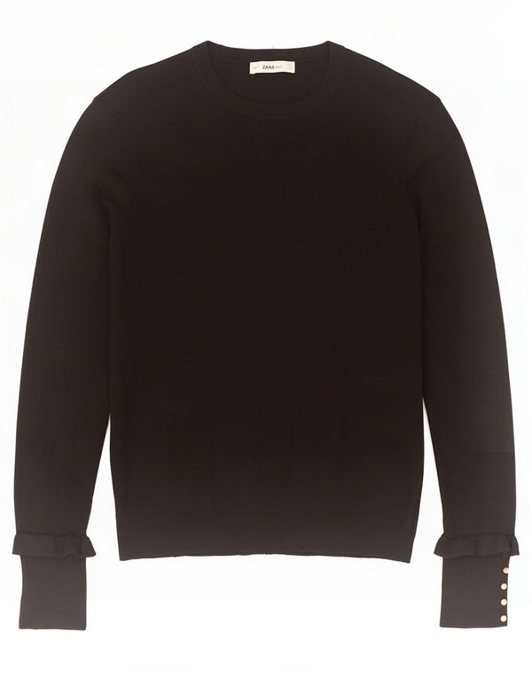Suéter feminino Zara com gola canoa e viscose preta média Reino Unido 12
