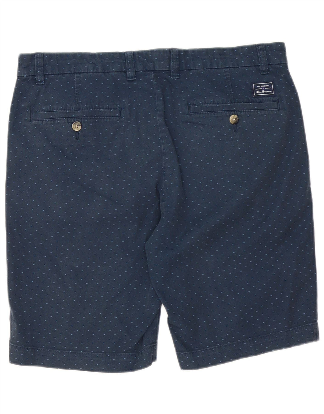 Shorts chino masculino BEN SHERMAN W34 grande algodão manchado azul marinho