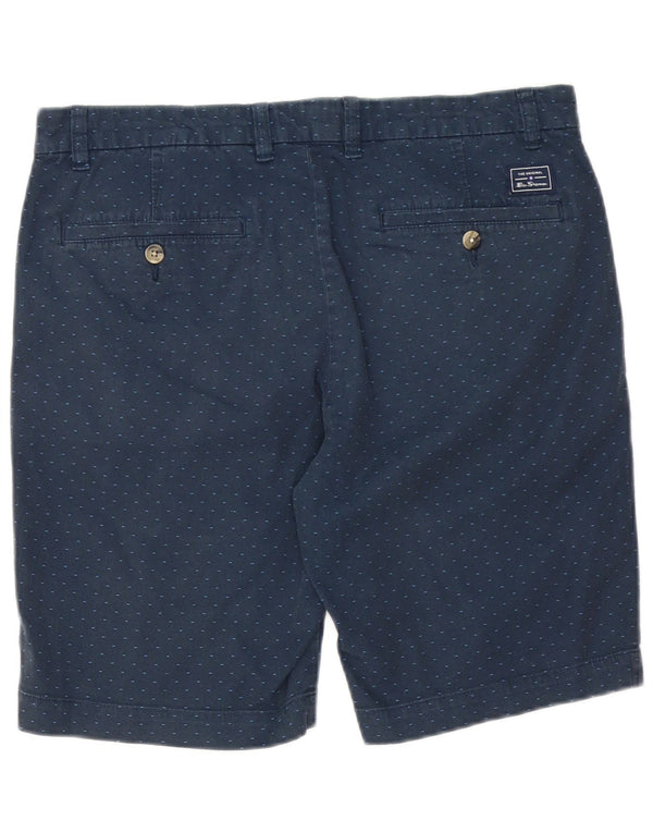 Shorts chino masculino BEN SHERMAN W34 grande algodão manchado azul marinho