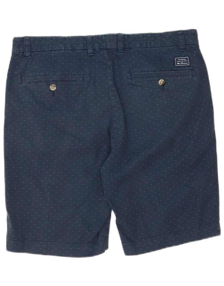 Shorts chino masculino BEN SHERMAN W34 grande algodão manchado azul marinho