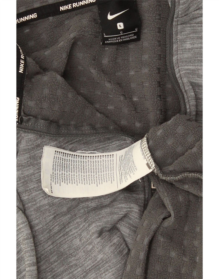 Pulôver masculino Nike com zíper e gola alta, moletom grande cinza manchado de poliéster