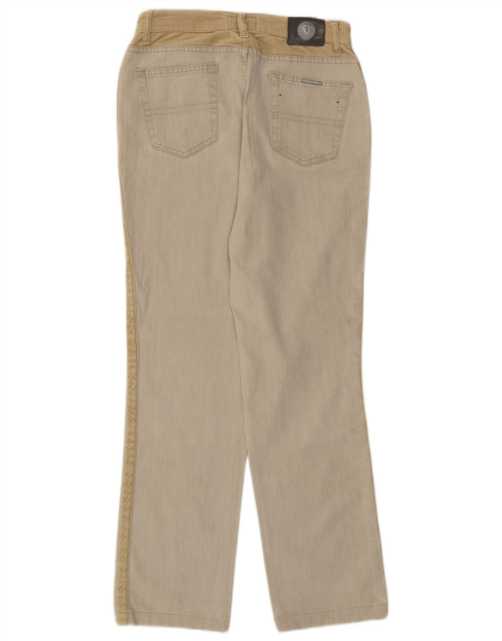 Jeans retos femininos Trussardi IT 44 médio W28 L28 bege colorblock