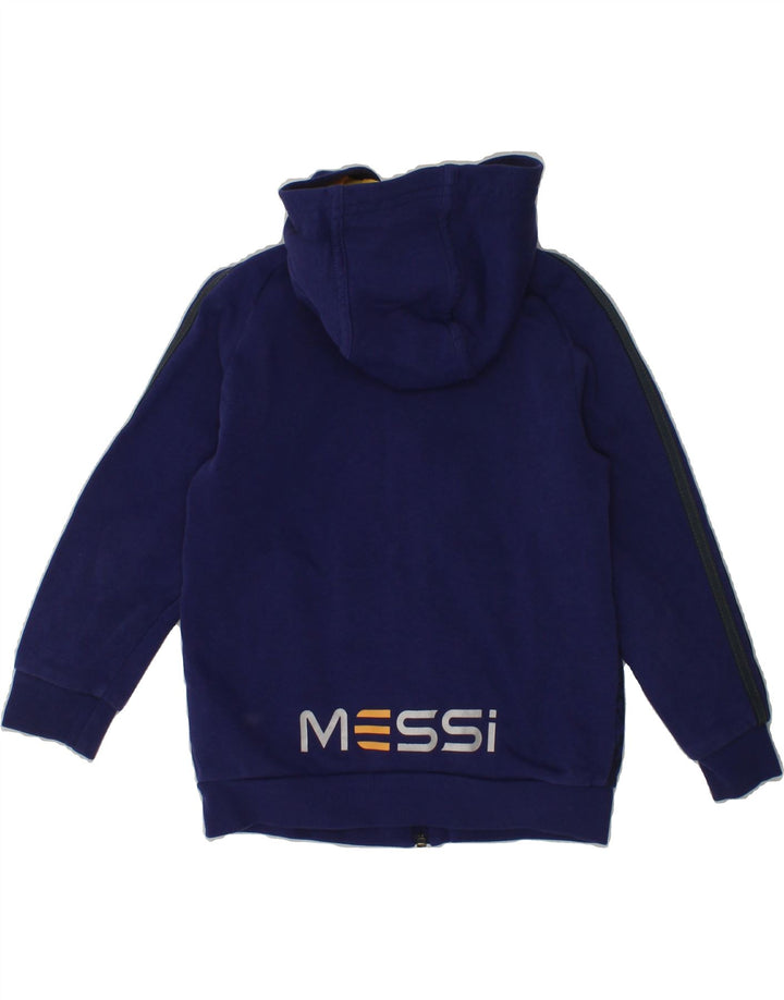 ADIDAS Boys MESSI Graphic Zip Hoodie Sweater 2-3 Years Navy Blue Cotton Vintage Adidas and Second-Hand Adidas from Messina Hembry 