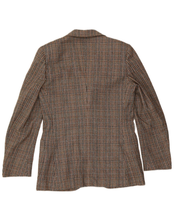 Jaqueta blazer masculina vintage com 3 botões IT 46 Small Brown Houndstooth