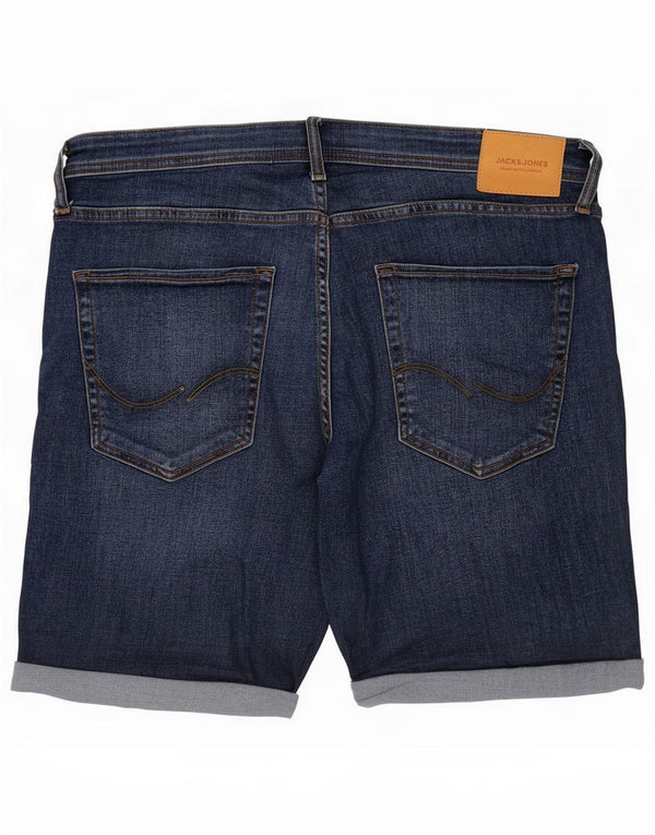 Shorts jeans regulares masculinos Jack & Jones desgastados XL W38 algodão azul