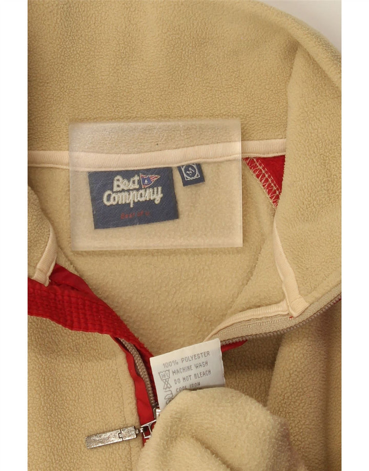 Suéter masculino de lã com gola redonda e zíper da Best Company, bloco colorido bege médio