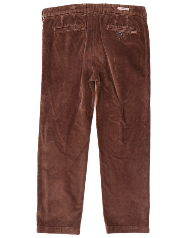 Calça masculina reta de veludo cotelê Marks & Spencer W36 L29 algodão marrom