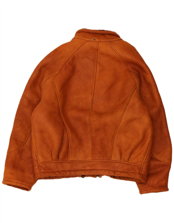 Jaqueta Shearling Feminina Vintage Reino Unido 12 Marrom Médio