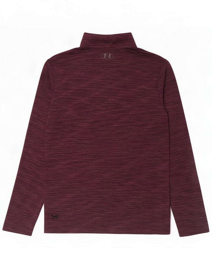 Under Armour Mens Zip Neck Pullover Treino Top Grande Poliéster Borgonha