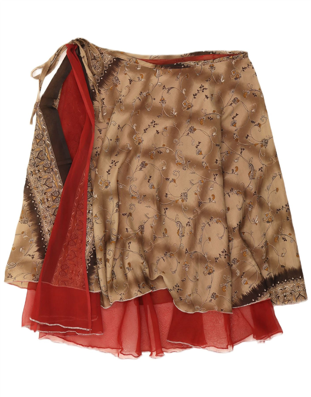 Saia feminina vintage W38 2XL marrom floral