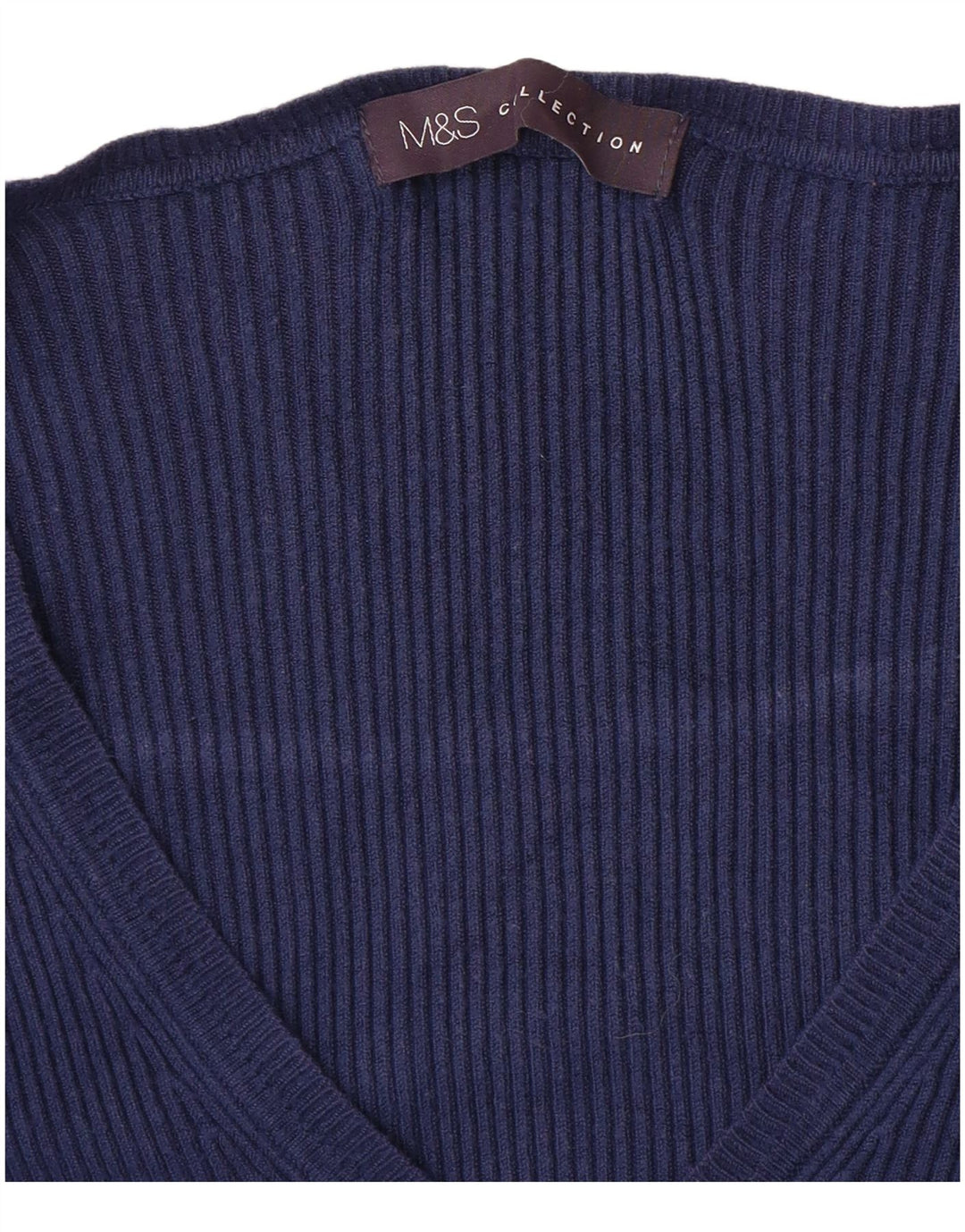 MARKS & SPENCER Suéter feminino com decote em V Reino Unido 10 pequeno azul marinho