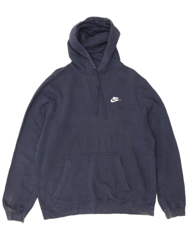 NIKE Mens Hoodie Jumper Grande Algodão Azul Marinho
