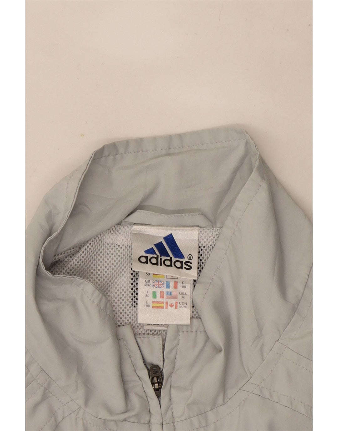 Adidas Mens Tracksuit Top Jacket UK 40/42 Cinza Médio Colourblock Poliéster