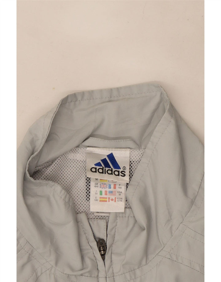 Adidas Mens Tracksuit Top Jacket UK 40/42 Cinza Médio Colourblock Poliéster