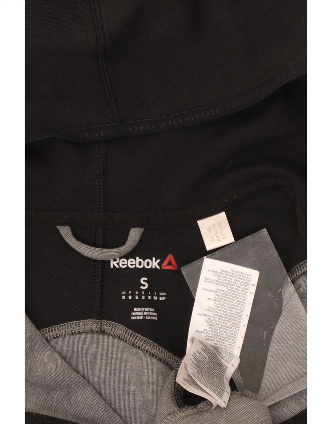 Suéter masculino com capuz e zíper REEBOK pequeno poliéster cinza colorblock