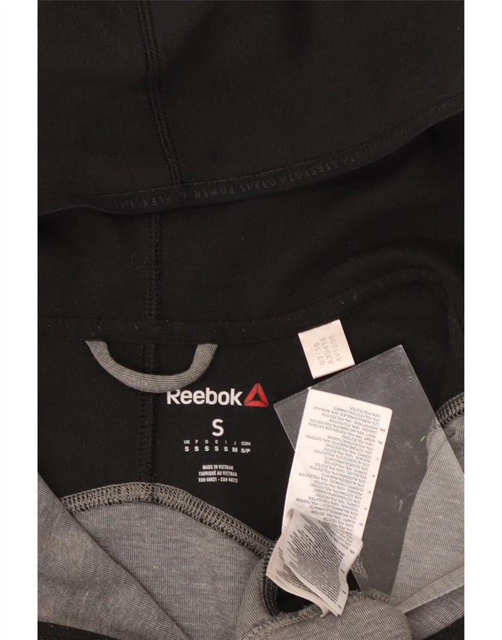 Suéter masculino com capuz e zíper REEBOK pequeno poliéster cinza colorblock