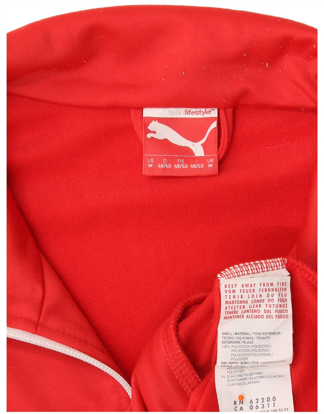 PUMA Mens Tracksuit Top Jacket Médio Vermelho Colourblock Poliéster
