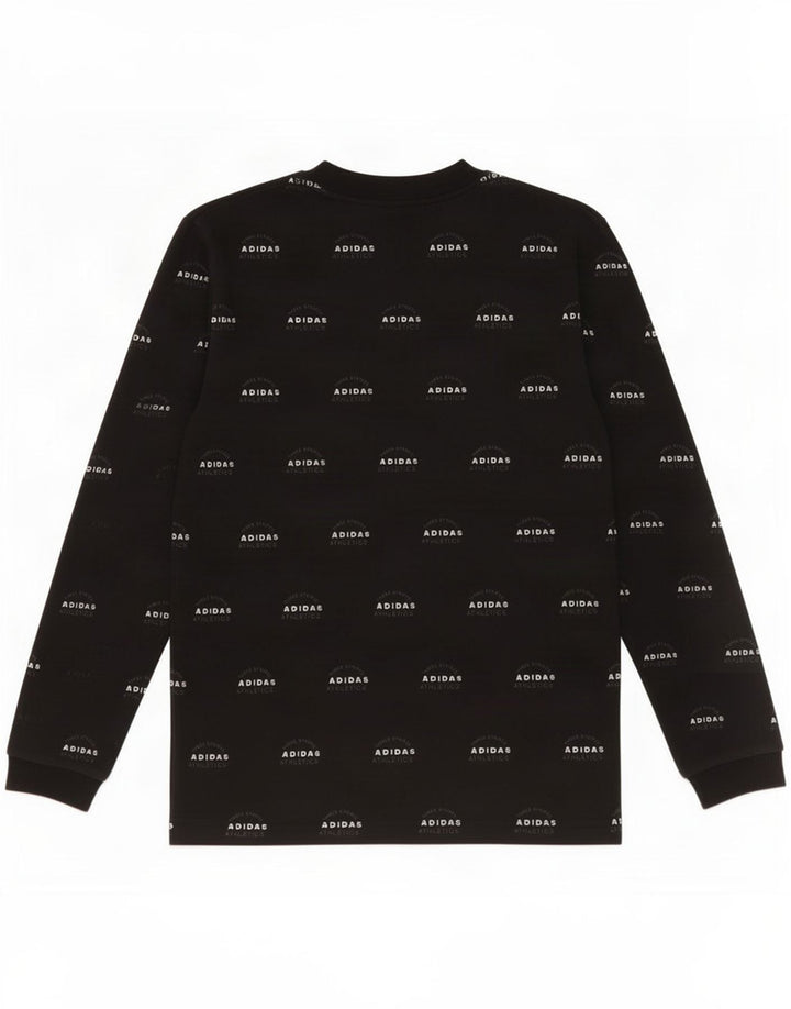 Adidas Mens Graphic Moletom Jumper Pequeno Algodão Preto