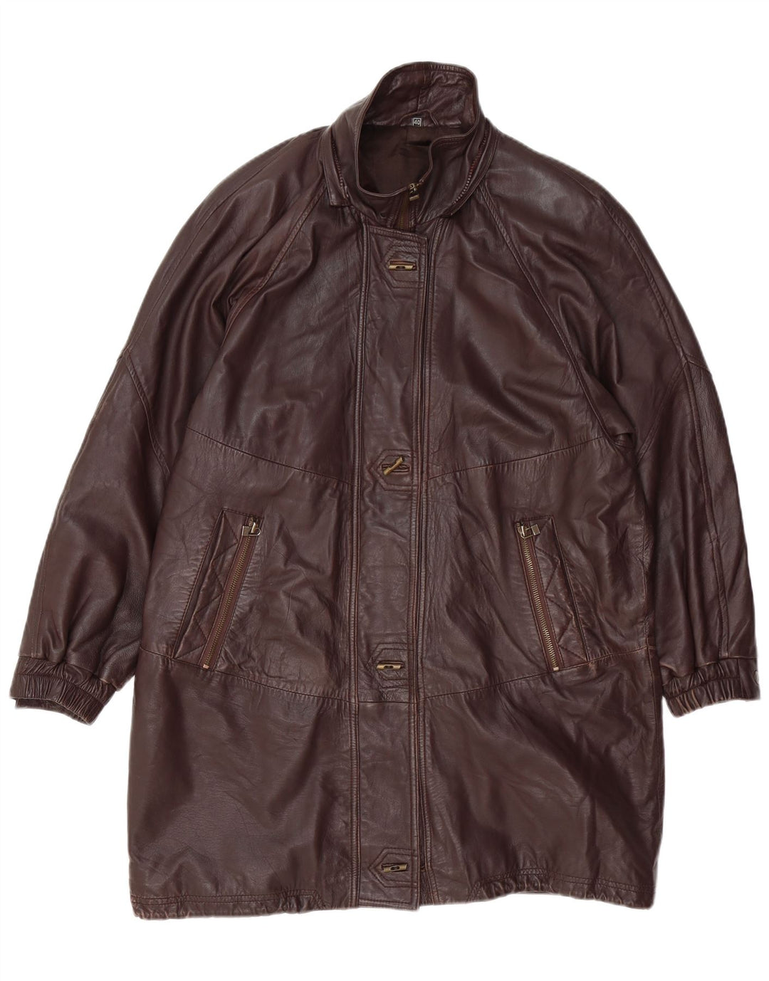 Casaco feminino de couro superdimensionado VINTAGE EU 40 couro marrom médio