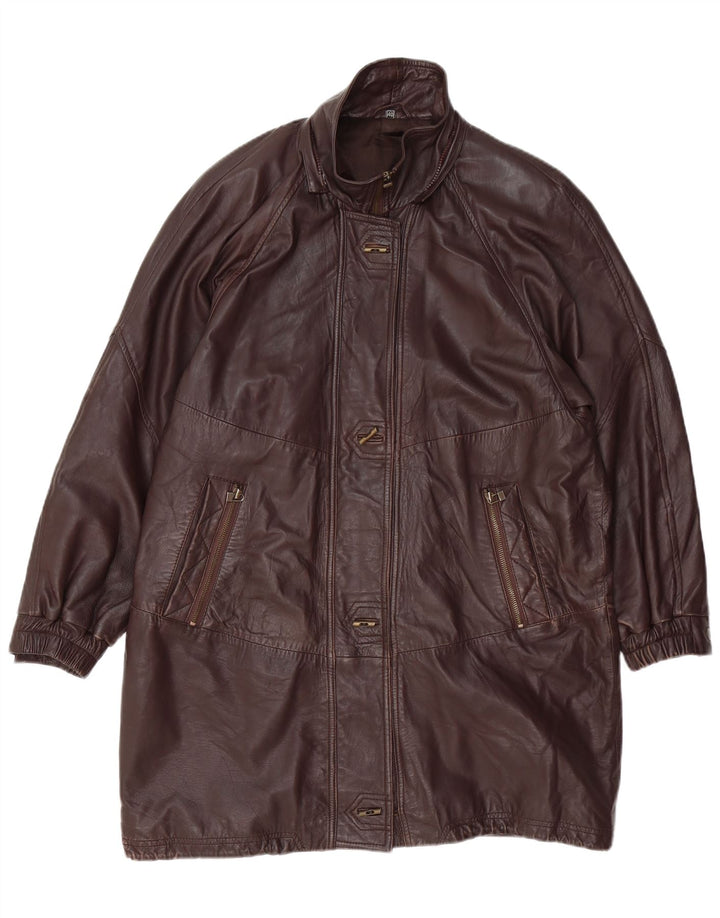 Casaco feminino de couro superdimensionado VINTAGE EU 40 couro marrom médio