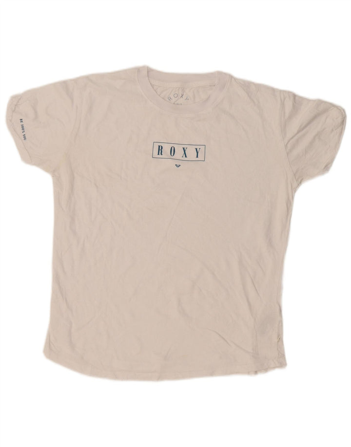 Camiseta feminina Roxy com estampa gráfica UK 16 grande algodão branco
