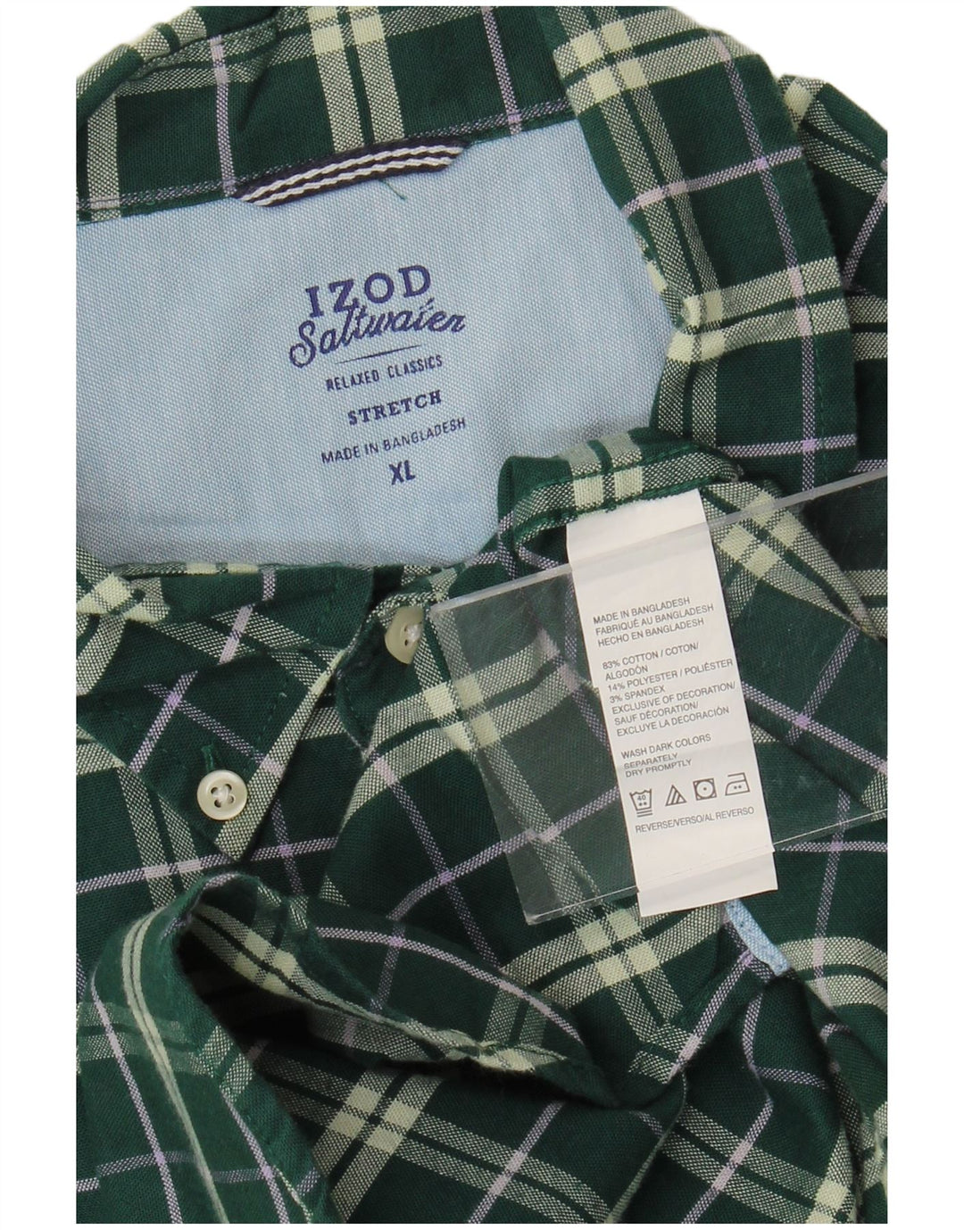 Camisa elástica masculina Izod XL algodão xadrez verde