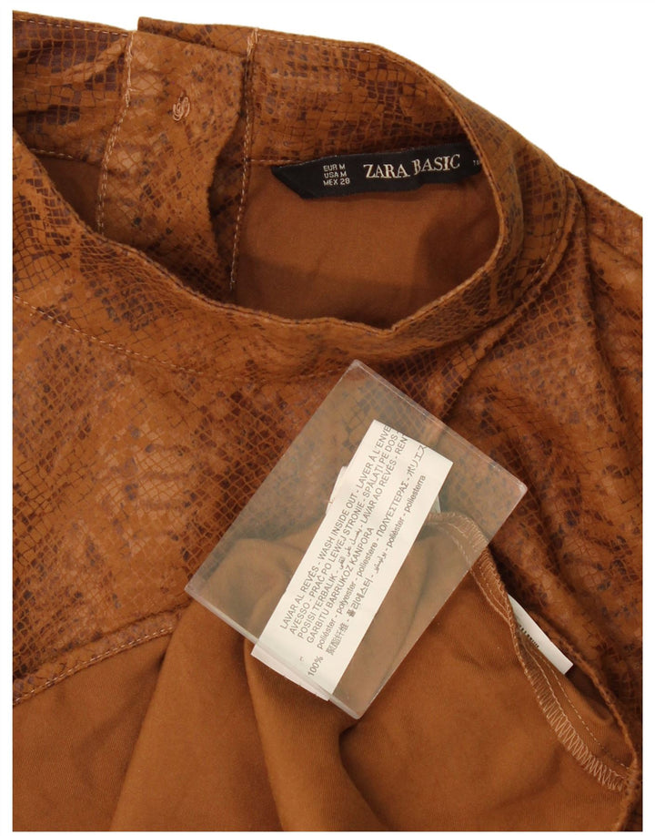 Blusa feminina Zara UK 14 poliéster marrom médio com estampa animal
