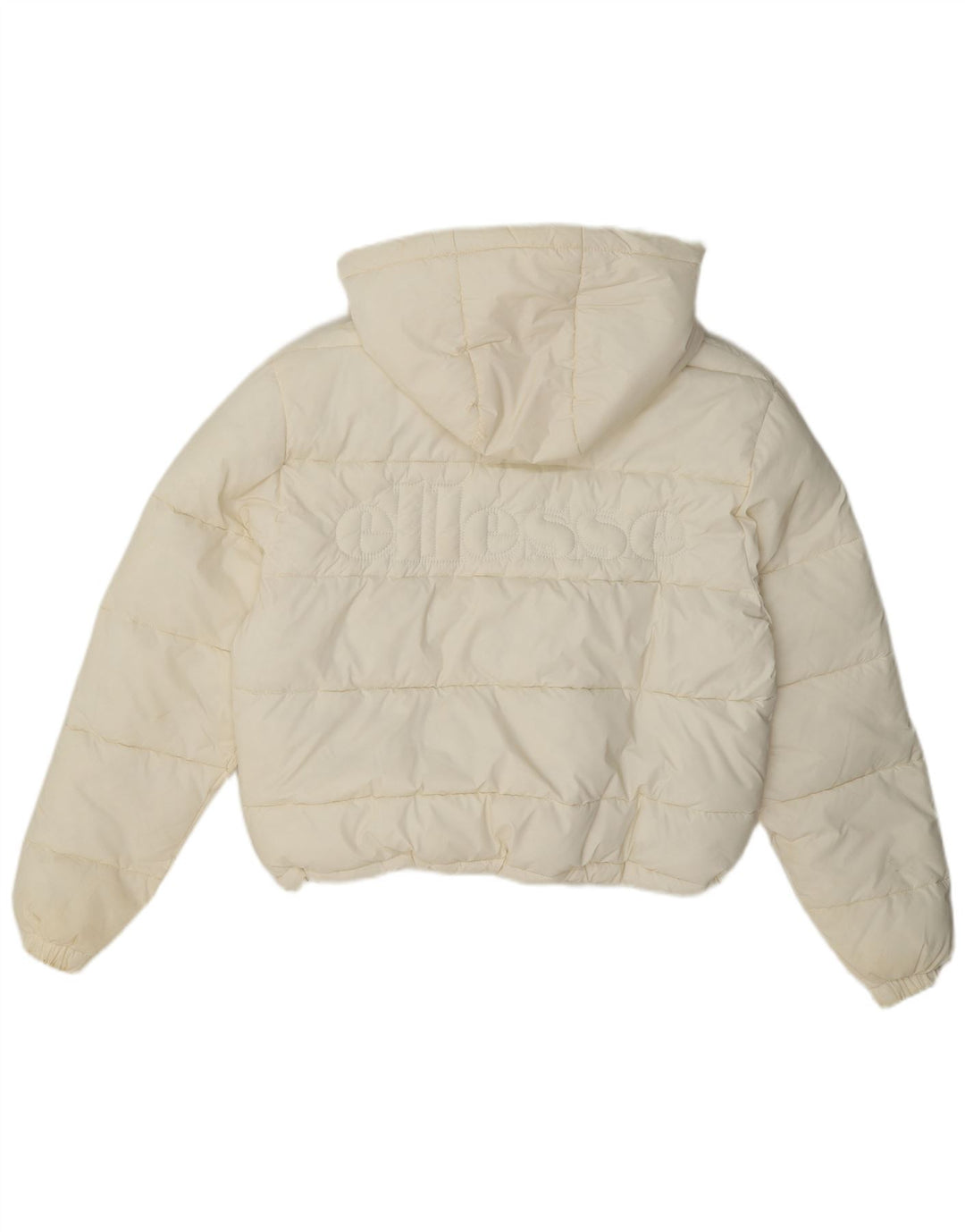 Jaqueta acolchoada feminina Ellesse com capuz e grandes dimensões UK 8 Small Off White