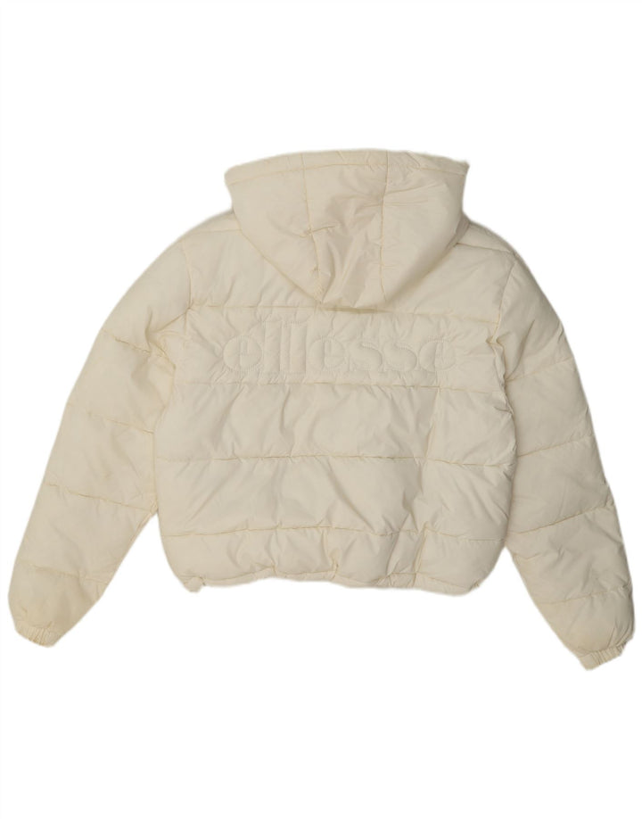 Jaqueta acolchoada feminina Ellesse com capuz e grandes dimensões UK 8 Small Off White