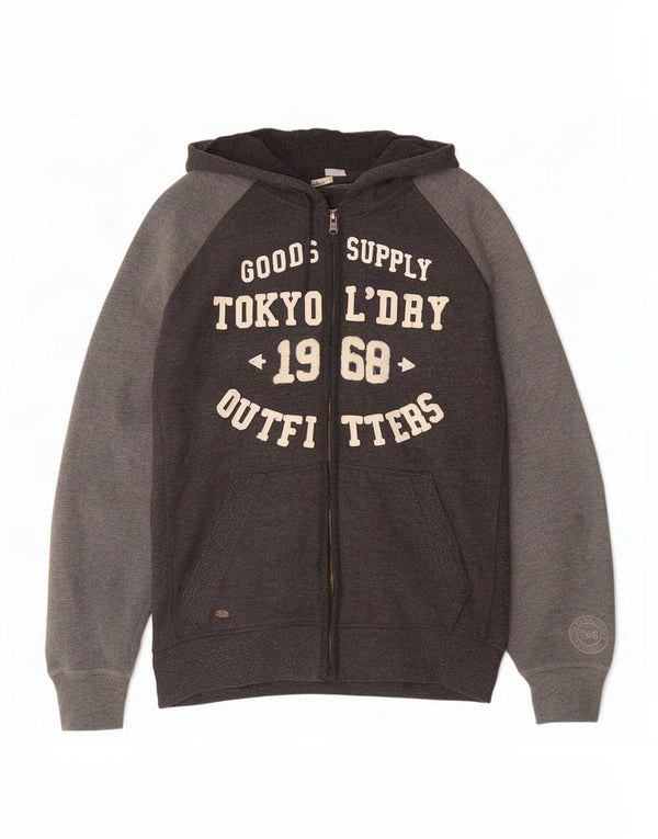 Suéter masculino Superdry com capuz e zíper gráfico grande algodão cinza colorido