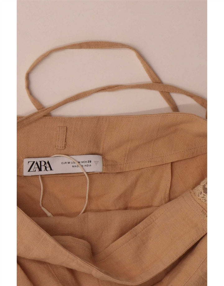 Saia feminina Zara média W30 algodão bege