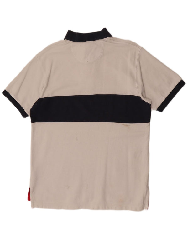 Camisa polo masculina de rugby Hackett médio branco algodão colorblock