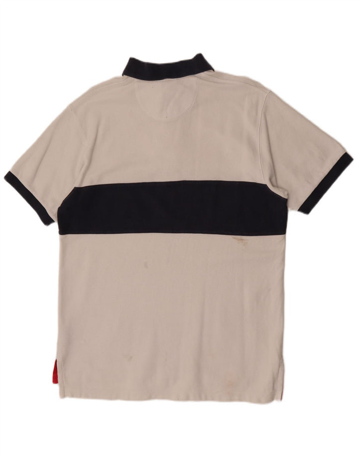 Camisa polo masculina de rugby Hackett médio branco algodão colorblock