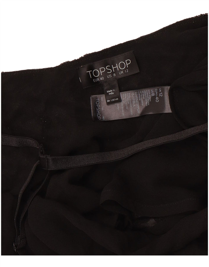 Blusa feminina sem mangas Topshop UK 12 poliéster preto médio