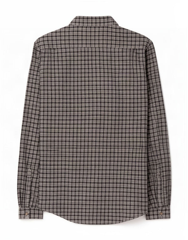 Camisa militar masculina Zara Slim Fit grande algodão xadrez azul