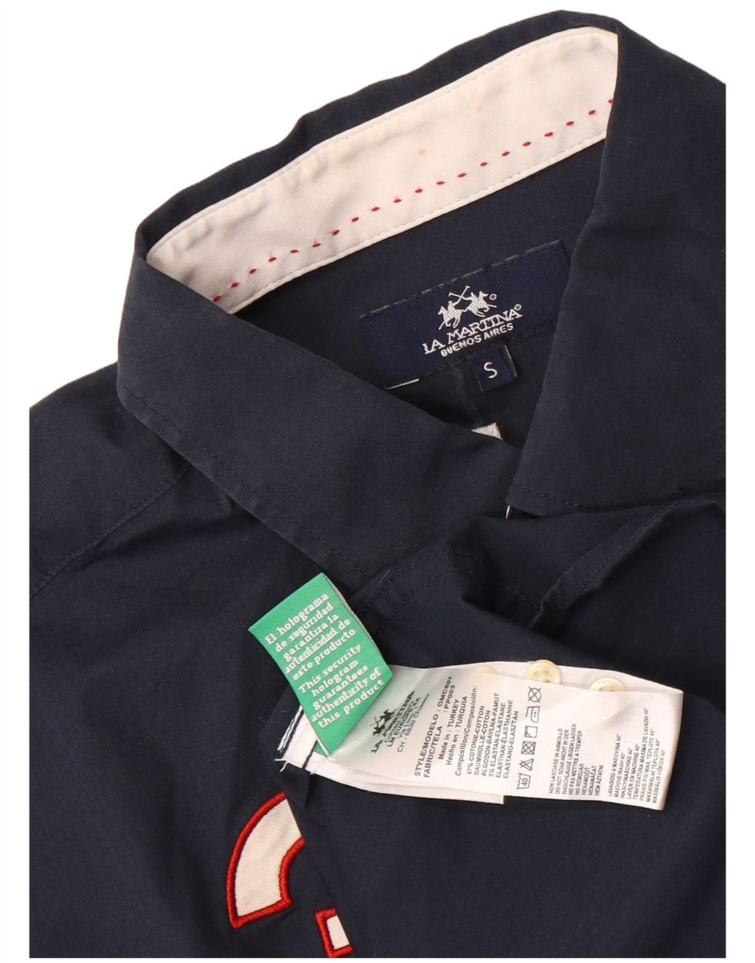 Camisa gráfica masculina La Martina pequena algodão azul marinho