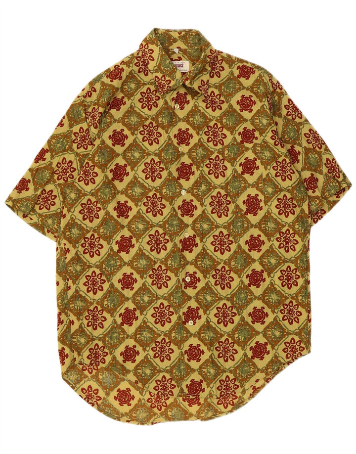 Camisa masculina Sisley manga curta amarelo médio geométrico