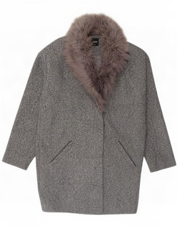 Oasis Womens Oversized Overcoat UK 6 XS Azul Marinho Flecked