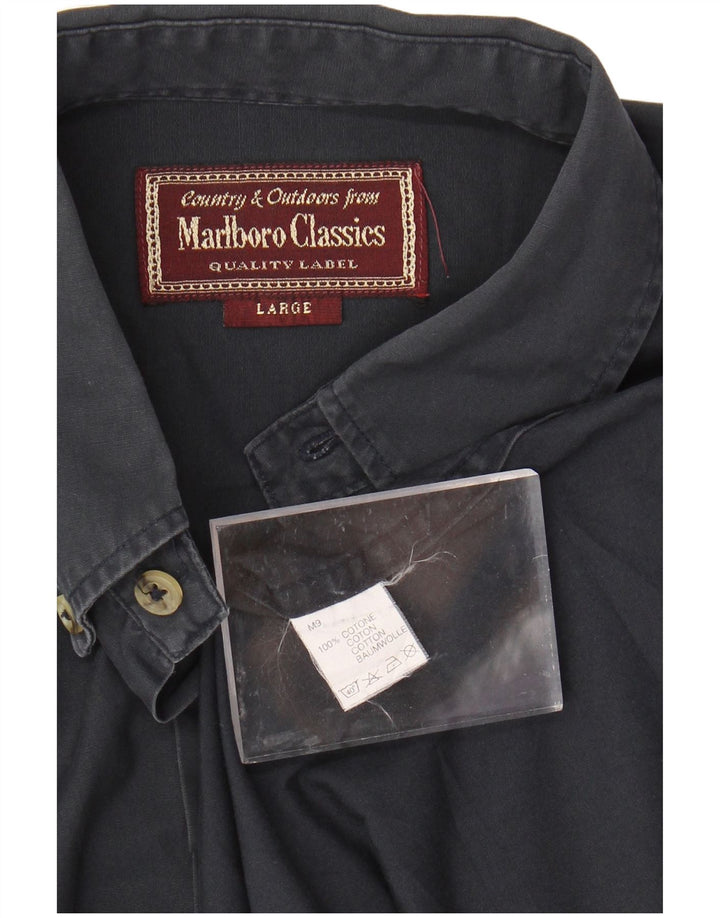 MARLBORO CLASSICS Camisa masculina de manga curta grande algodão azul marinho