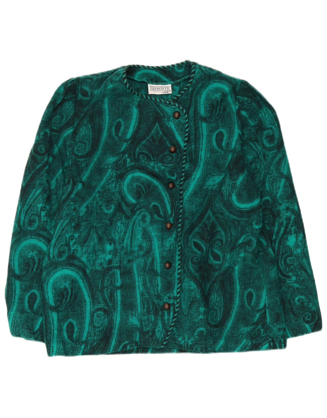 Jaqueta blazer feminina de 6 botões Parah IT 44 lã paisley verde médio