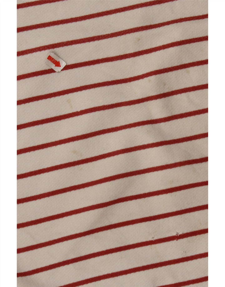 FAT FACE Top feminino de manga comprida Reino Unido 8 pequeno algodão listrado branco