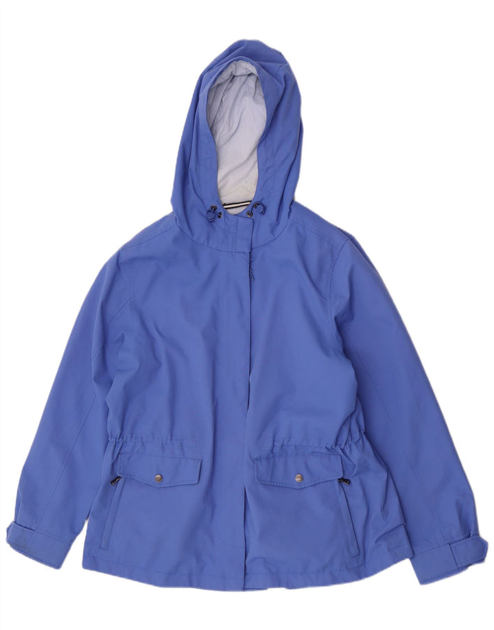 Jaqueta de chuva com capuz para mulheres da roupa da tripulação Poliéster azul grande Reino Unido 16