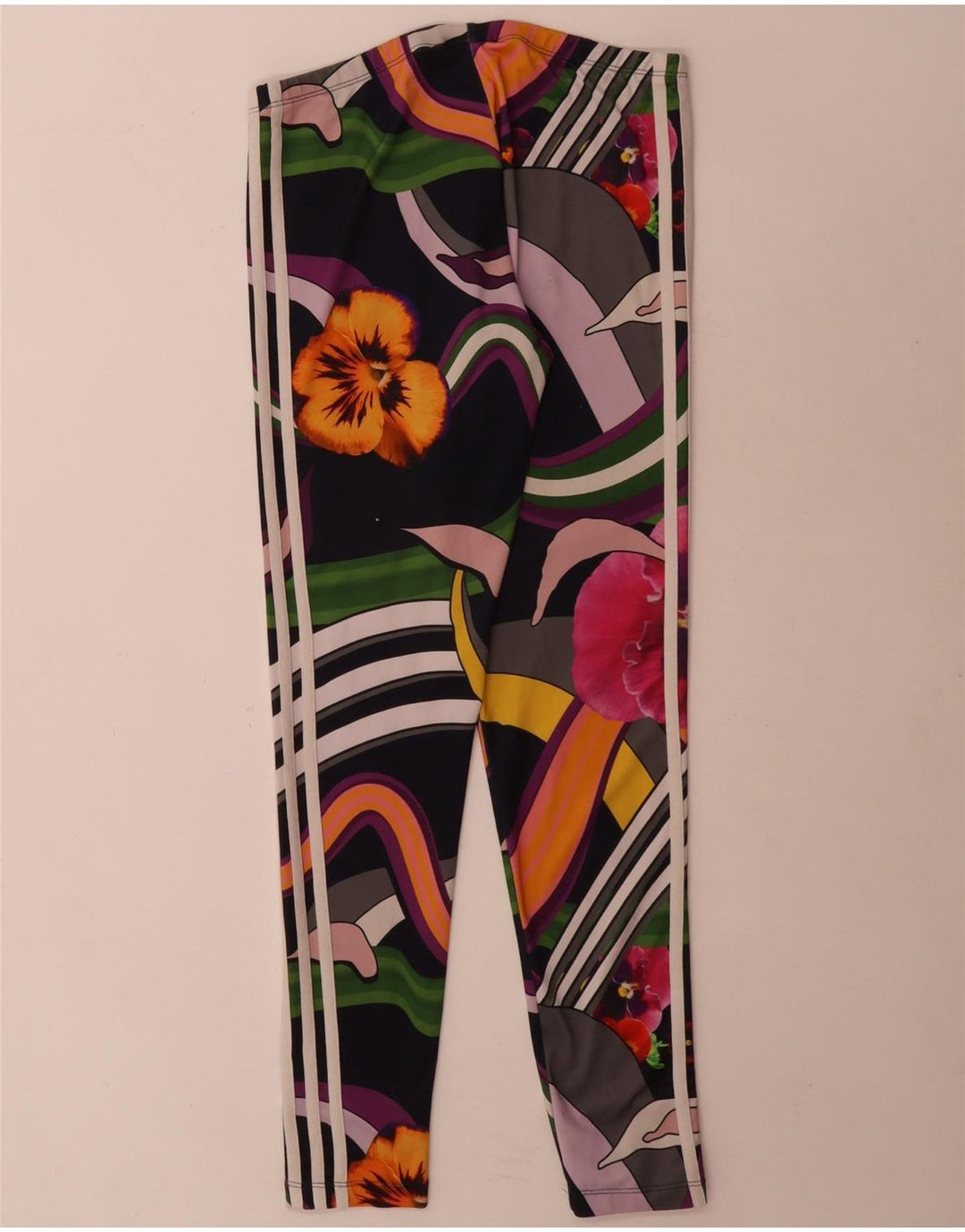 Leggings Adidas Femininas UK 10 Pequenas Multicoloridas Floral Poliéster