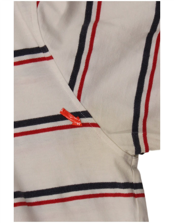 Camisa polo masculina Diadora grande algodão listrado branco